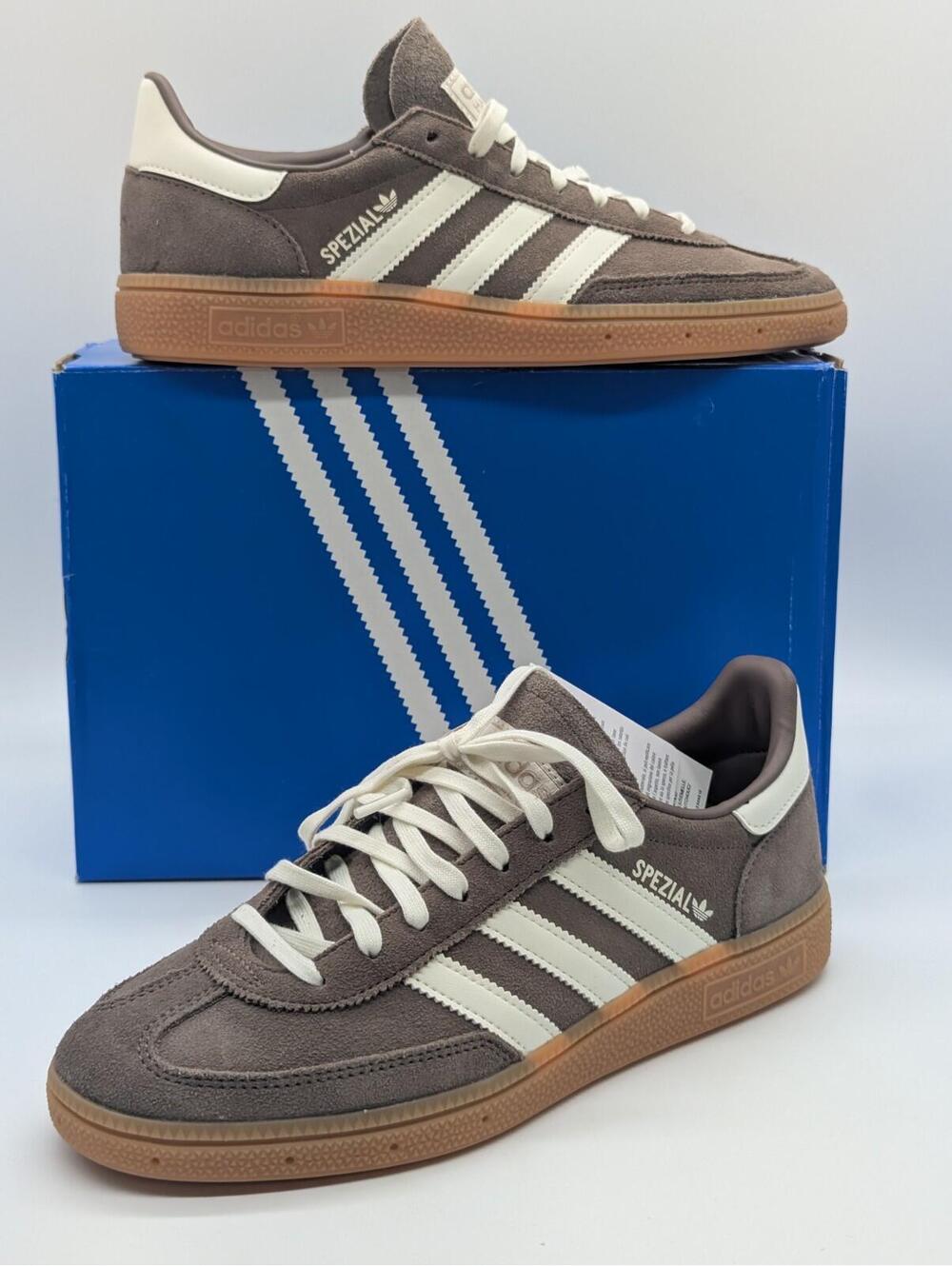 Adidas Orignal Handball Spezial Brown White Shoes KI4016 Kids Size 7Y / Womens 8